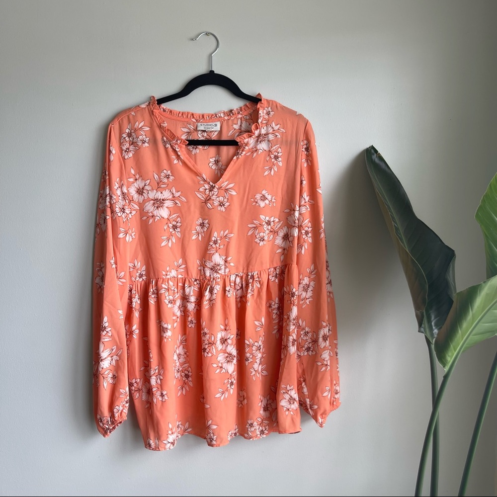 Be Peachy Floral Long Sleeve Blouse